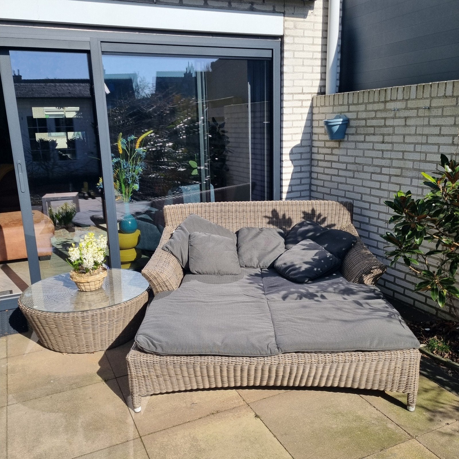4SO Valentine 2-persoons ligbed + tafel, Zo goed als nieuw, Loungeset, Wicker, Ophalen