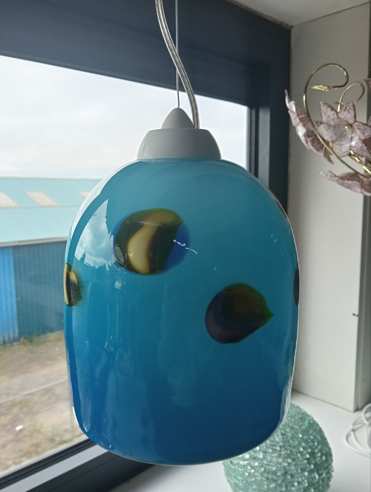 glazen hanglamp - Turquoise met kleurrijke accen, Modern, Handgemaakt, Artistiek, Onbekend, Onbekend, Onbekend