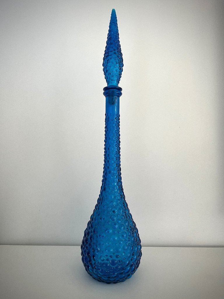 Empoli fles genie karaf blauw met stop retro vintage antiek, Ophalen of Verzenden