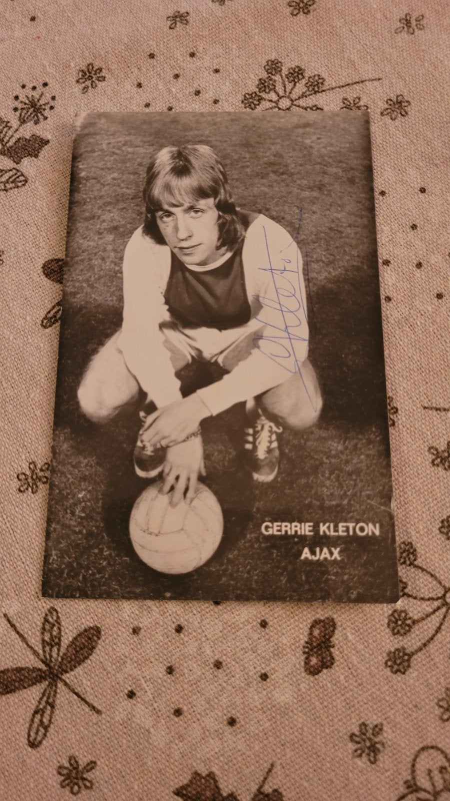 Gerrie Kleton spelerskaart gesigneerd Ajax, Verzamelen, Ophalen of Verzenden, Zo goed als nieuw, Ajax, Spelerskaart