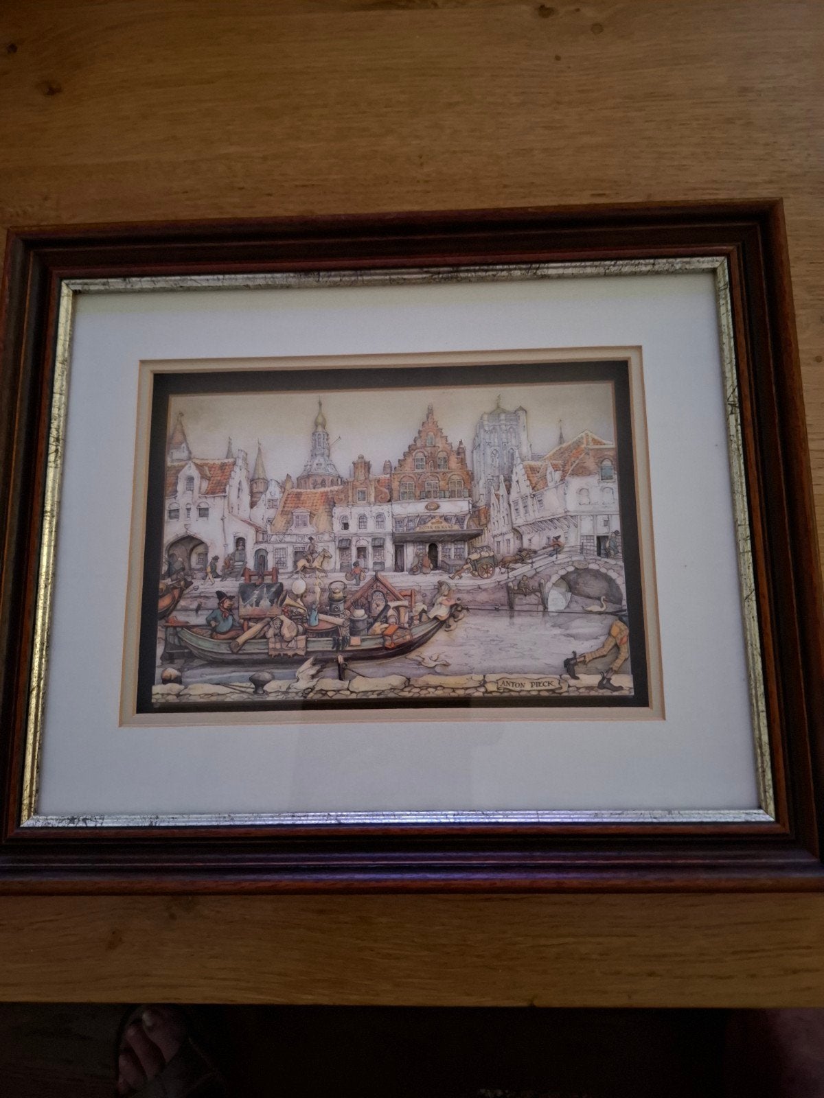 Mooie ingelijste prent van Anton Pieck  3d - 38x32 cm, Antiek en Kunst, Kunst | Tekeningen en Foto's, Ophalen of Verzenden, Prent