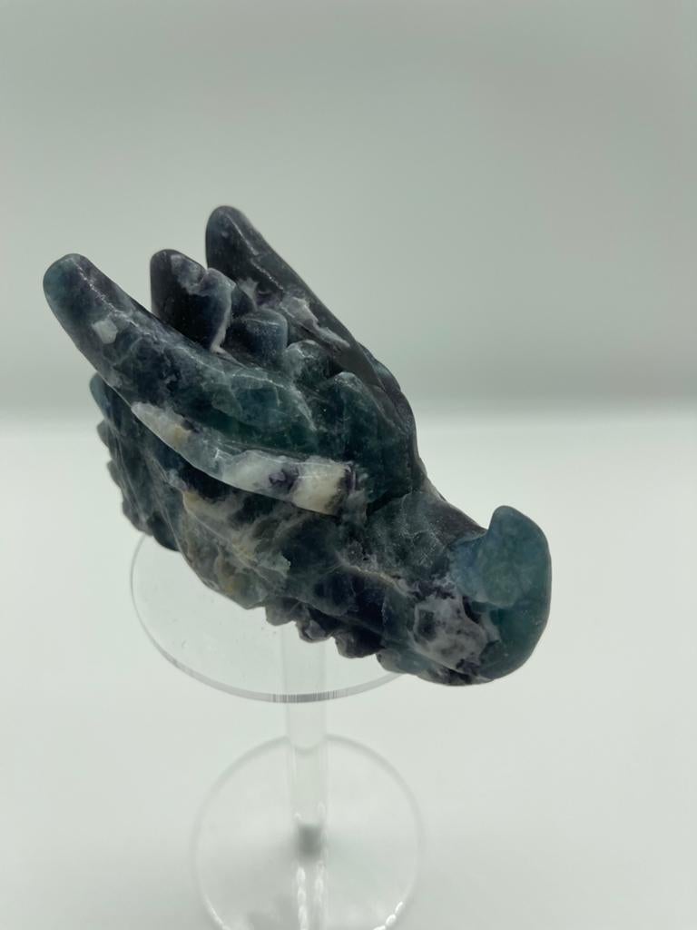 Prachtige Drakenkop van Fluoriet - Uniek Verzamelstuk, Ophalen of Verzenden