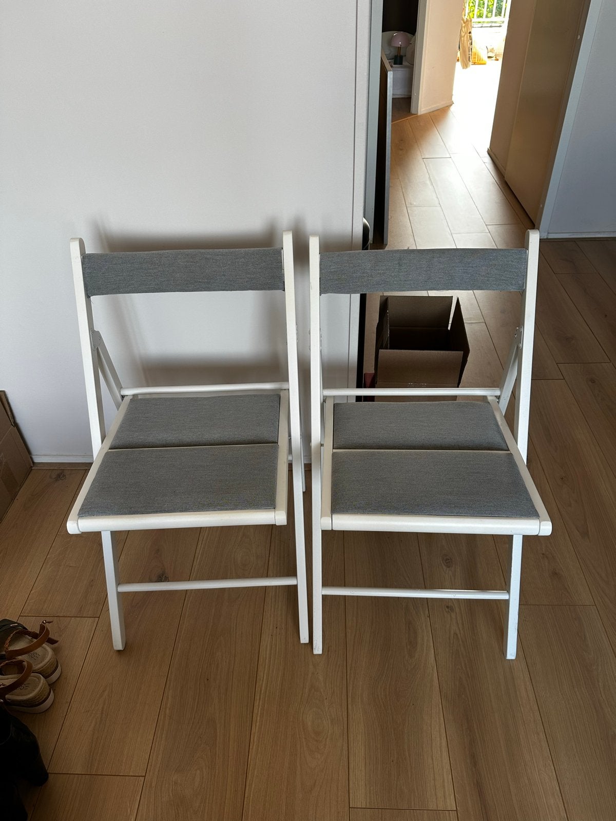 2x IKEA Klapstoelen - Wit met Grijs, Ophalen, Gebruikt, Twee, Wit