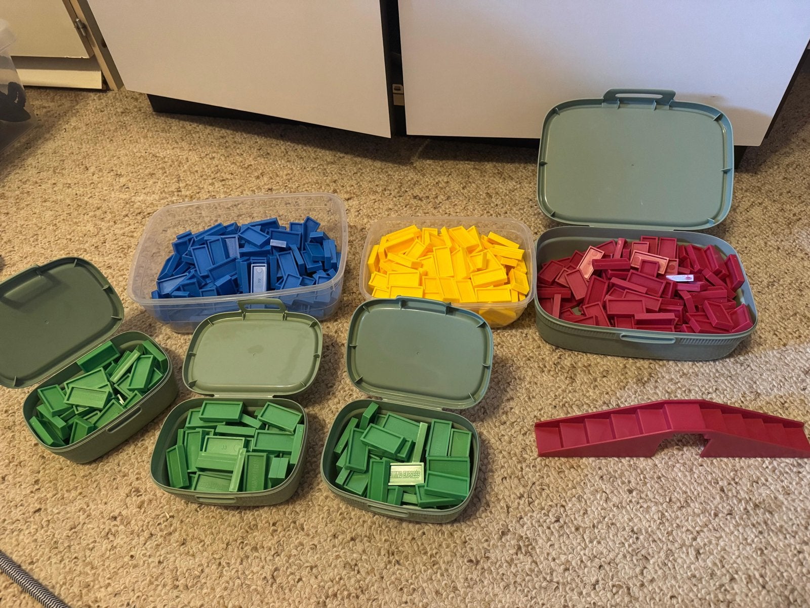 Grote set dominostenen in diverse kleuren met bruggen, Ophalen, Gebruikt, Jongen of Meisje