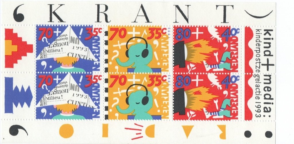 Nederland Kinderpostzegels 1993 - Kind + Media velletje, Postzegels en Munten, Postzegels | Nederland, Verzenden, Na 1940, Postfris