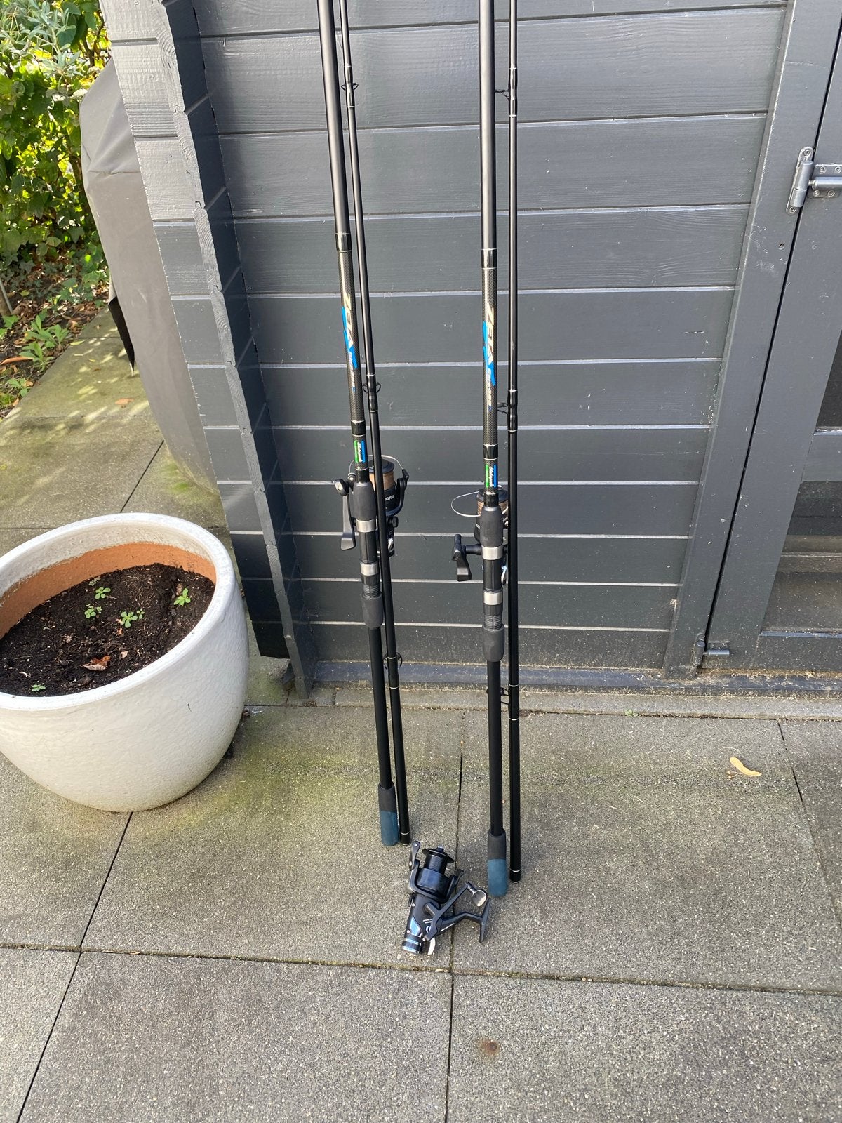 2x Shakespeare Zeta Carp 360 karperhengels met molens, Watersport en Boten, Ophalen, Gebruikt, Werphengel