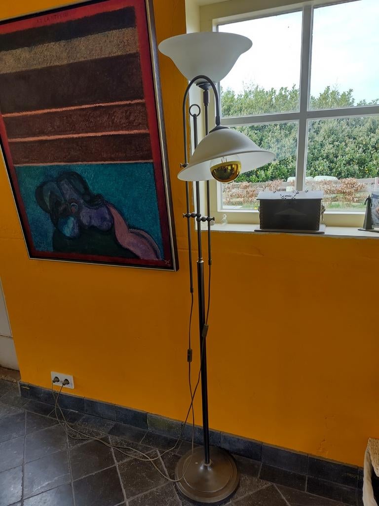 Staande lamp koperkleur, Ophalen, Gebruikt, Romantisch, Glas