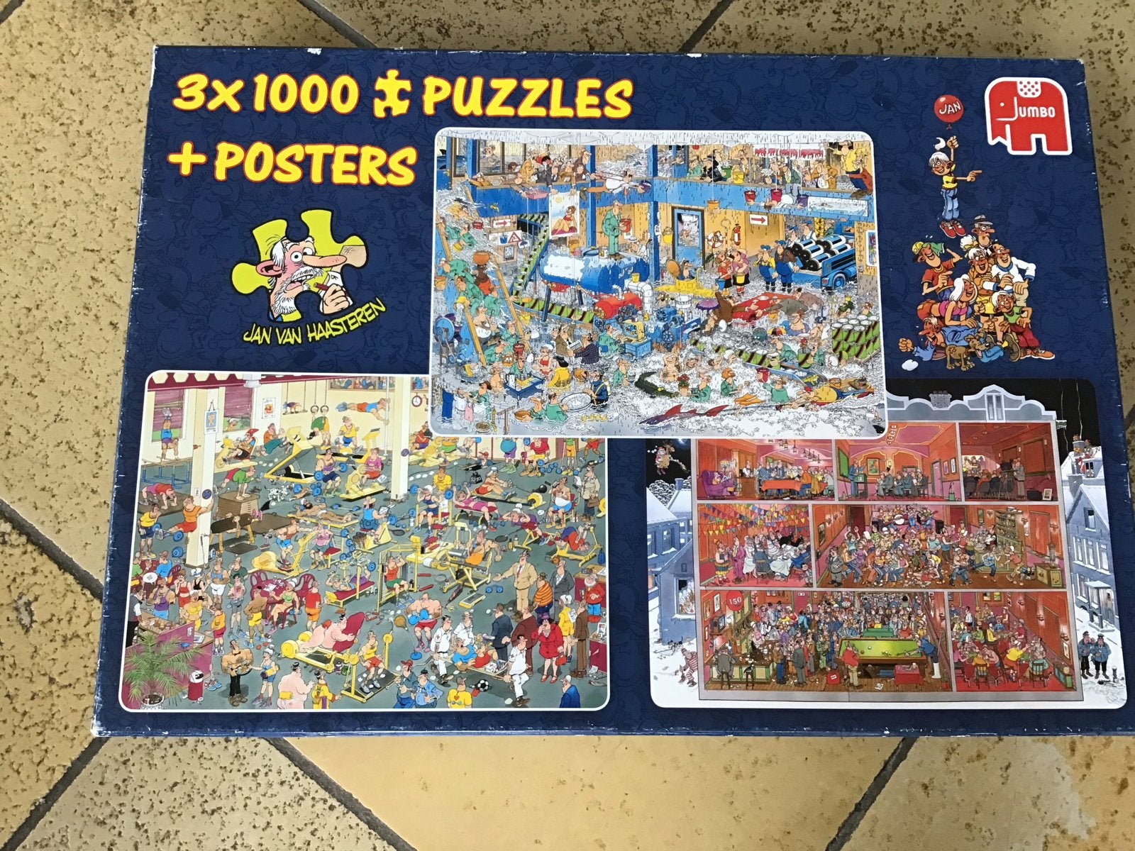 Jan van Haasteren 3x 1000 stukjes puzzels + posters, Hobby en Vrije tijd, Ophalen of Verzenden, 500 t/m 1500 stukjes, Gebruikt