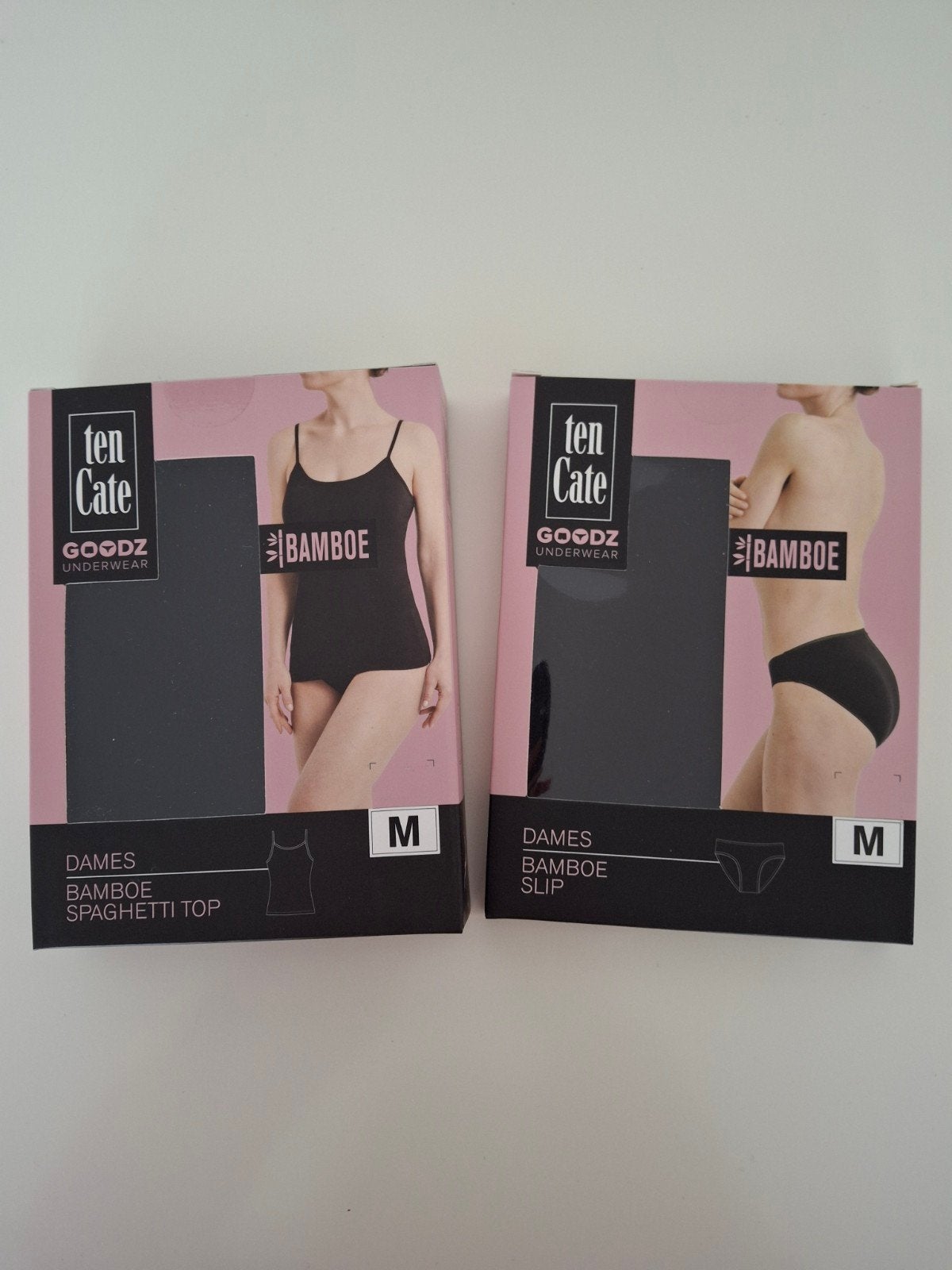 Ten Cate Goodz Bamboe Spaghetti Top & Slip Zwart M, Ten Cate, Ophalen of Verzenden, Zwart, Setje