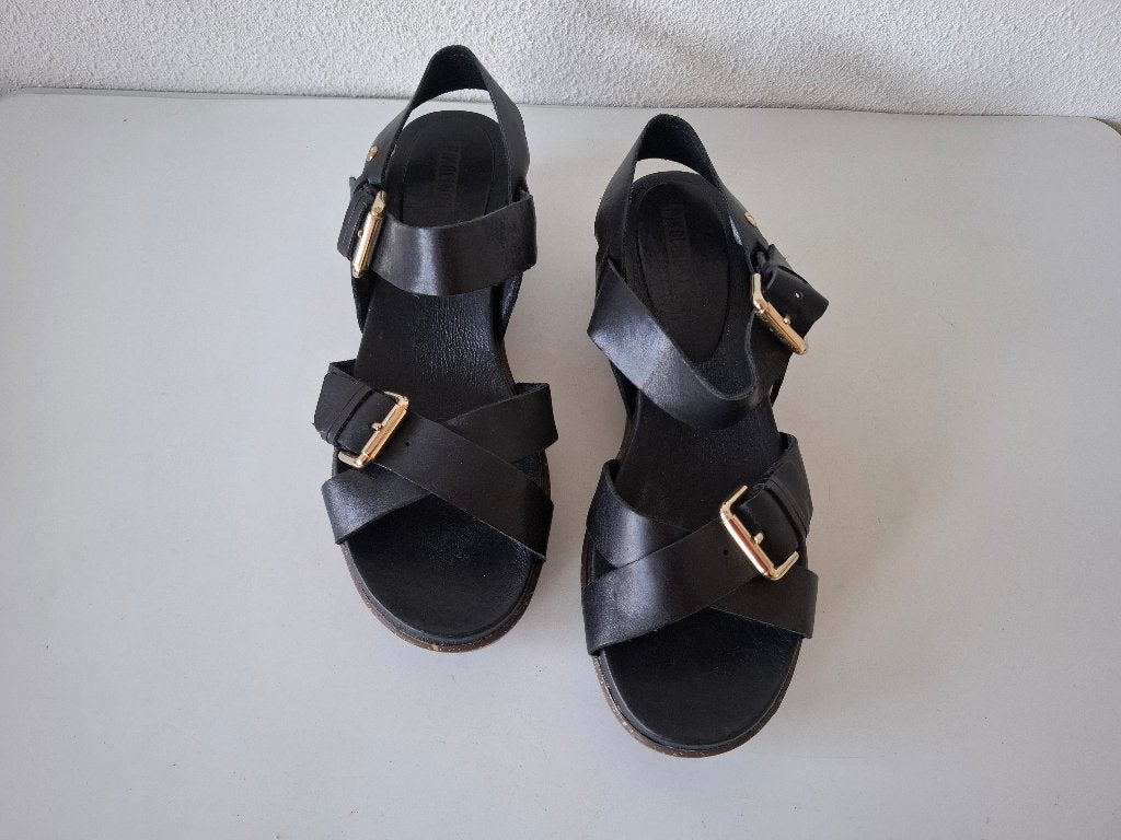 Pikolinos MAAT 39 Type Mykonos zwarte leren sandalen, Verzenden, Zwart, Pikolinos, Sneakers of Gympen