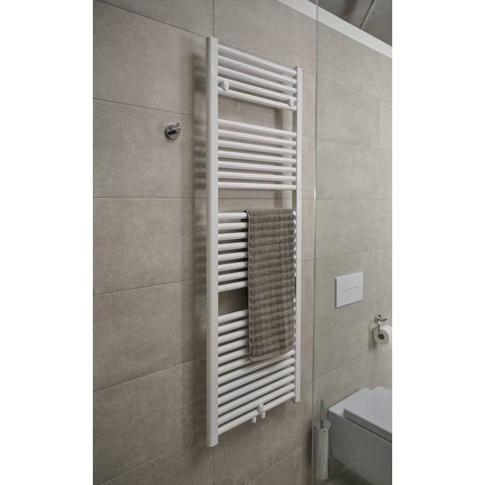 Design handdoekradiator 50x150cm wit + aansluitset wit, 500 tot 800 watt, Radiator, Nieuw, Minder dan 60 cm