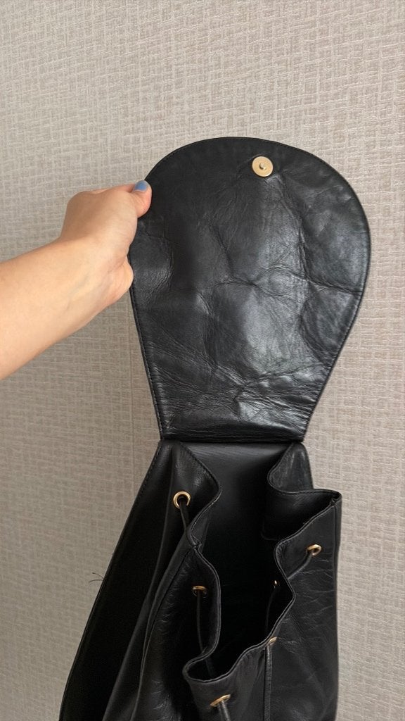 Tas mooie zwarte damestas vintage echt leer nouschka, Ophalen of Verzenden, Gebruikt, Zwart, Handtas