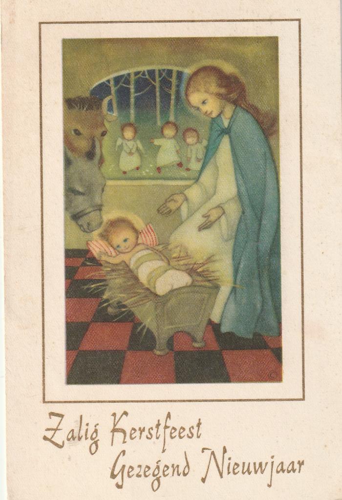 Zalig Kerstfeest Gezegend Nieuwjaar 1961, Ophalen of Verzenden, 1960 tot 1980, Gelopen, Feest(dag)