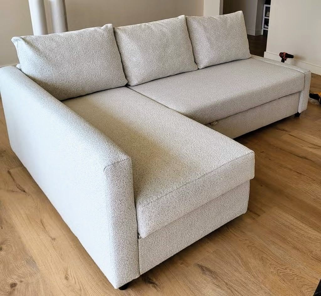 IKEA Friheten hoekslaapbank - unieke witte bouclé, Driepersoons, Ophalen of Verzenden, Zo goed als nieuw, Stof