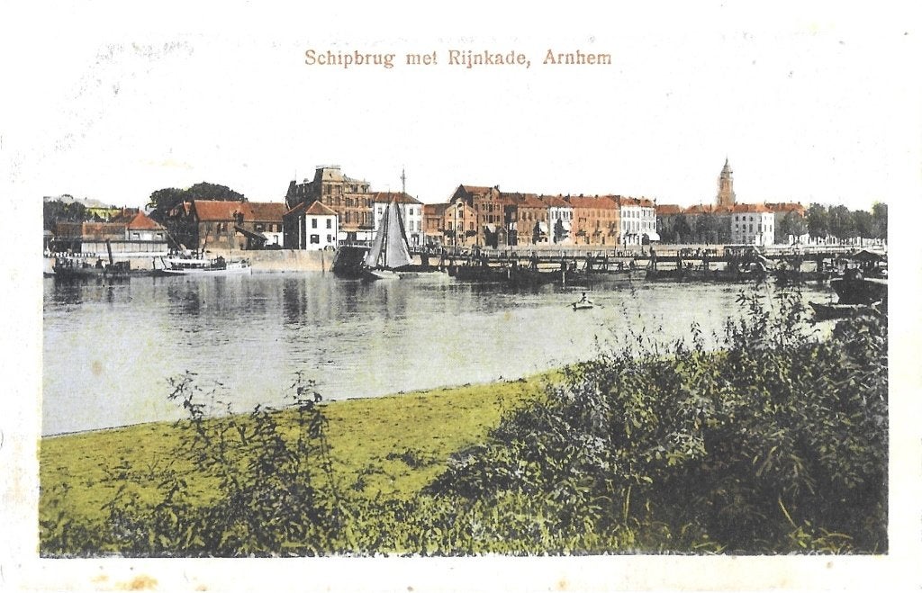 AK Arnhem - Schipbrug met Rijnkade, Verzenden, Voor 1920, Gelopen, Gelderland