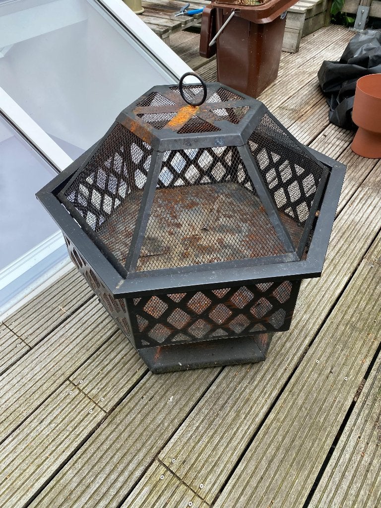 Grote zeshoekige vuurkorf 70 cm + gratis 40 kg haardhout, Tuin en Terras, Vuurkorven, Ophalen, Gebruikt, Vuurkorf
