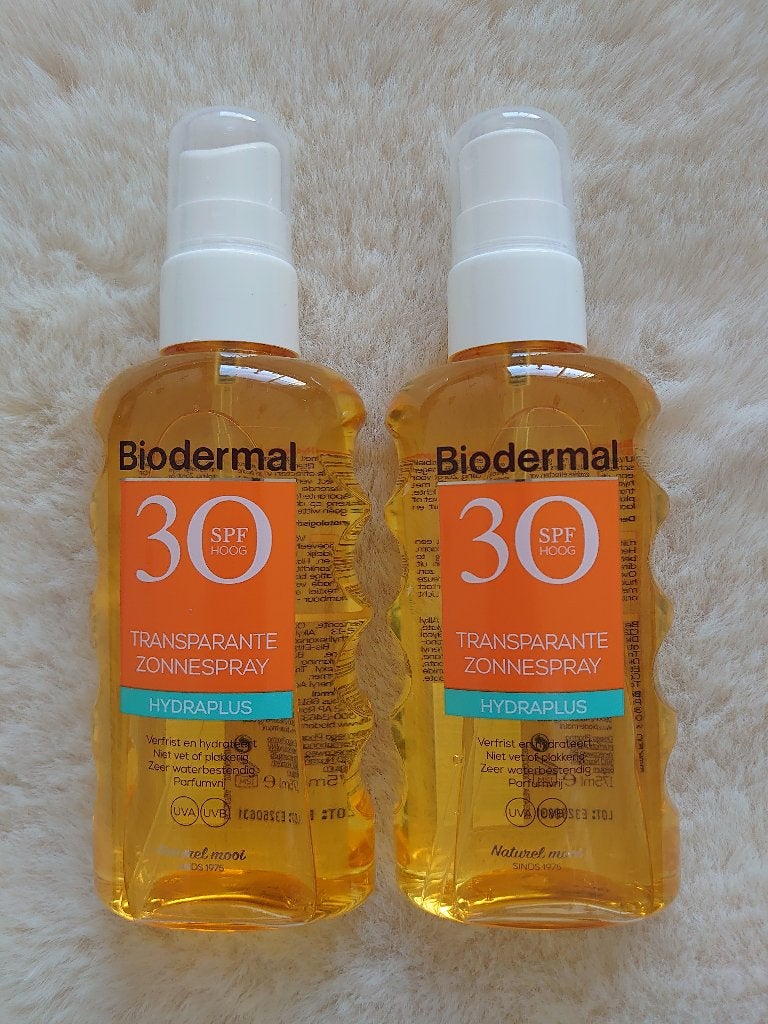 2x Biodermal Hydroplus transparante zonnebrandspray SPF 30, Verzenden, Nieuw, Zonnebrand of After Sun