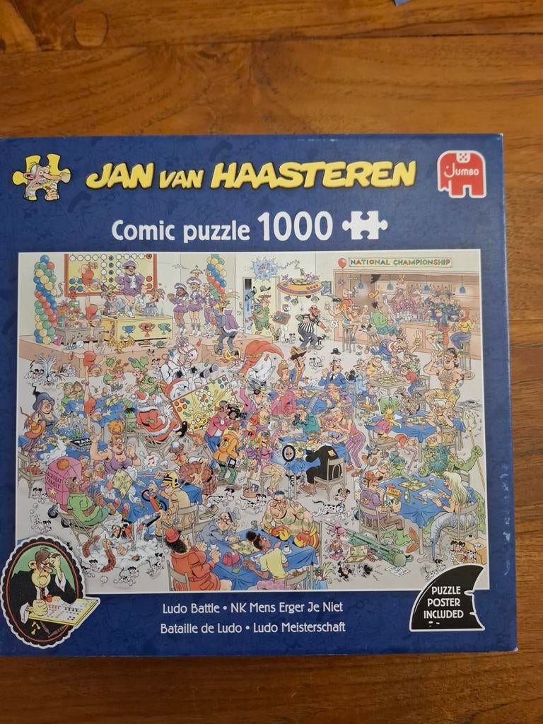 Jan van haasteren puzzel Mens erger je niet 1000 stukjes, Ophalen of Verzenden, 500 t/m 1500 stukjes, Zo goed als nieuw, Legpuzzel