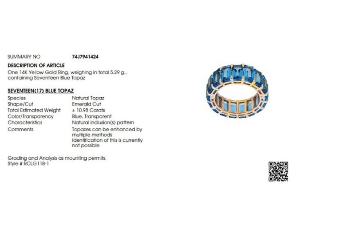 Eternity ring 14K goud – 17 blauwe topazen, Sieraden, Tassen en Uiterlijk, Ringen, Nieuw, Dame, 17 tot 18, Goud, Ophalen of Verzenden