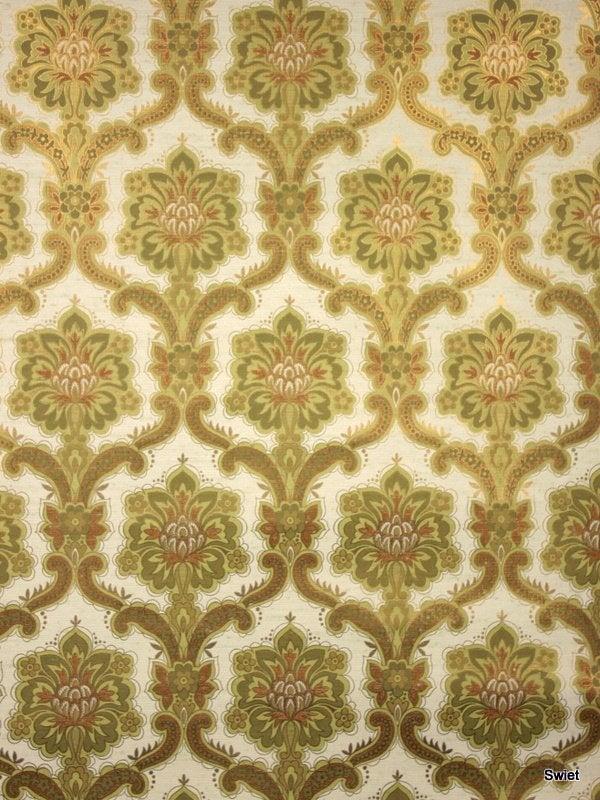 9892 vintage barok behang in groen terrabruin en goud swiet, Ophalen of Verzenden, Minder dan 10 m², Groen