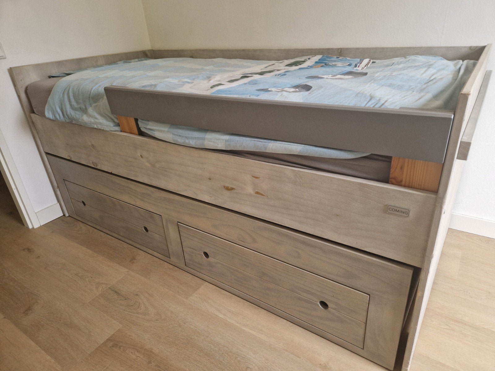 Coming kids  grenen 1 persoonsbed en kast, 85 tot 100 cm, Gebruikt, 180 cm of meer, Ophalen