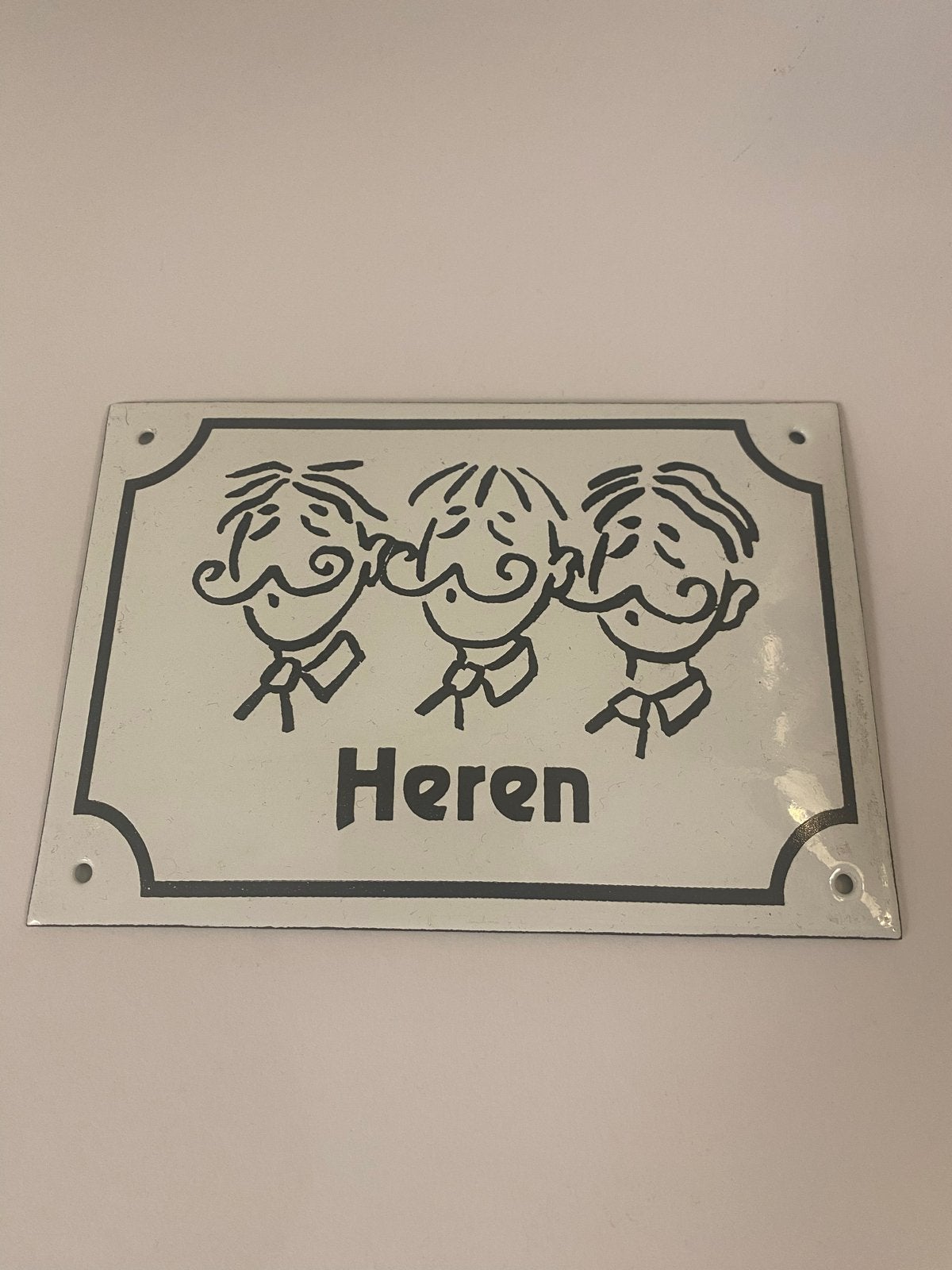 Vintage Emaille 'Heren' Toiletbordje - Humoristisch Design, Ophalen of Verzenden