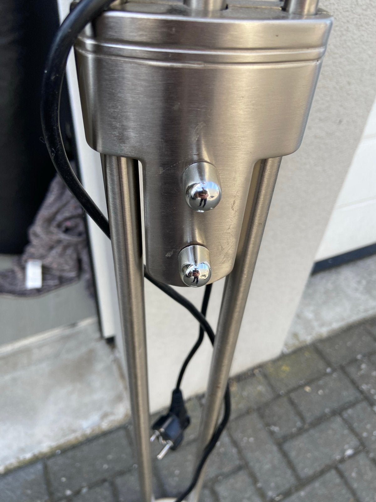 Stalen staande lamp met leeslamp (twee stuks), Ophalen of Verzenden, Gebruikt, Metaal, 150 tot 200 cm
