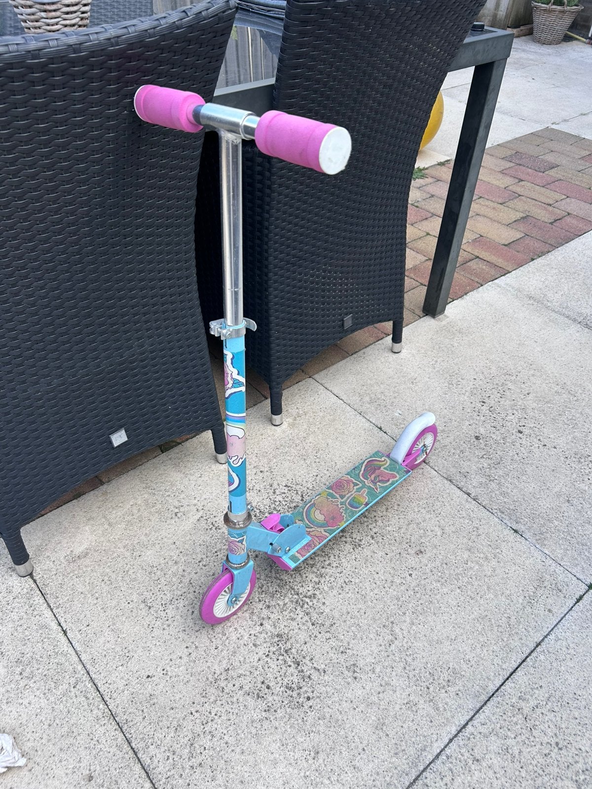 Kinderstep blauw/roze eenhoorn, Ophalen, Gebruikt, Gewone step