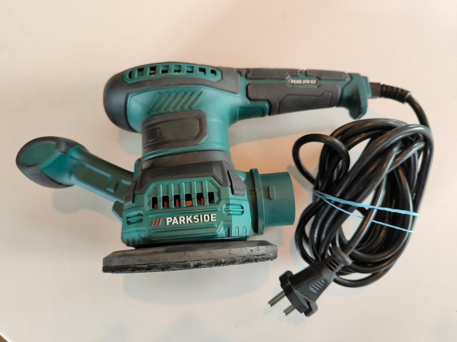 Parkside excentrische schuurmachine, met extra schuurpapier, Doe-het-zelf en Verbouw, Gereedschap | Schuurmachines, Ophalen of Verzenden