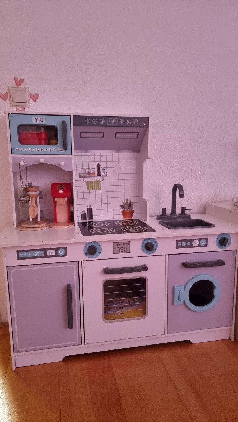Grote Houten Speelkeuken met Oven, Magnetron en Wasmachine, Ophalen, Gebruikt, Jongen of Meisje