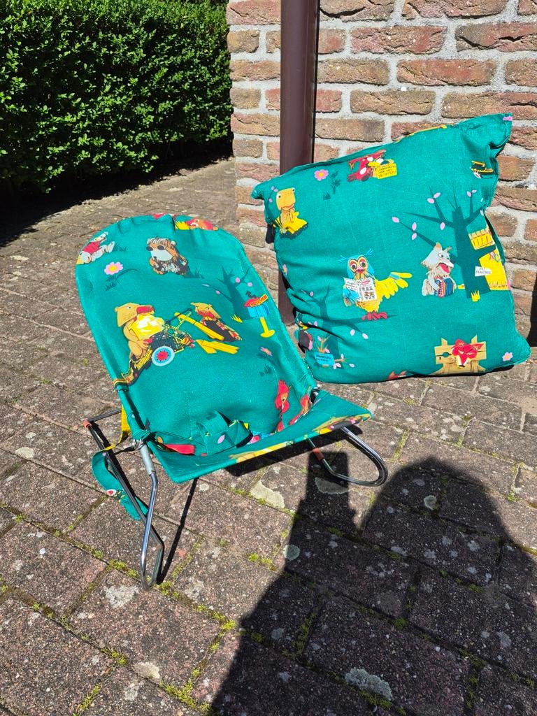 Wipstoeltje met Fabeltjeskrant kussen - opnieuw gestoffeerd, Kinderen en Baby's, Wipstoeltjes, Ophalen