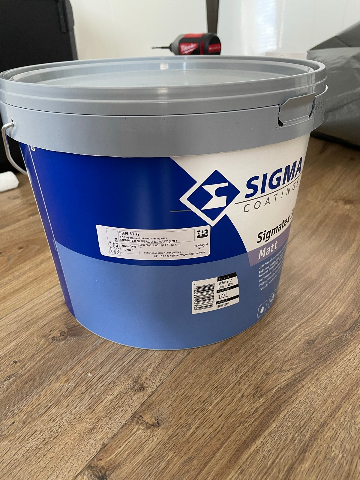 Sigma mengverf Superlatex Matt - 10L Farrow’s Cream F&B, Ophalen, 5 tot 10 liter, Wit, Nieuw