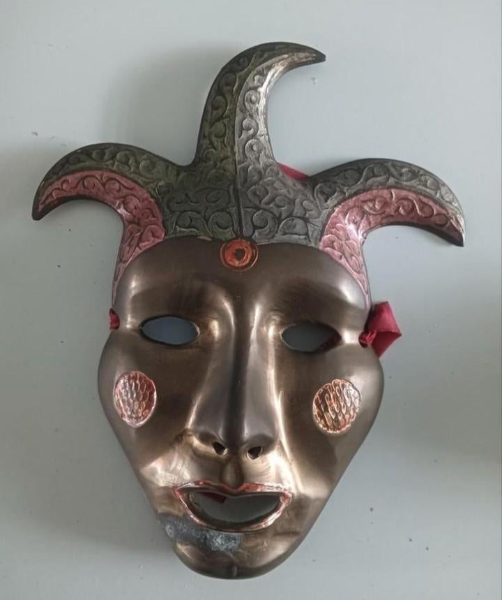 Harlekijn masker van koper /messing, Ophalen of Verzenden