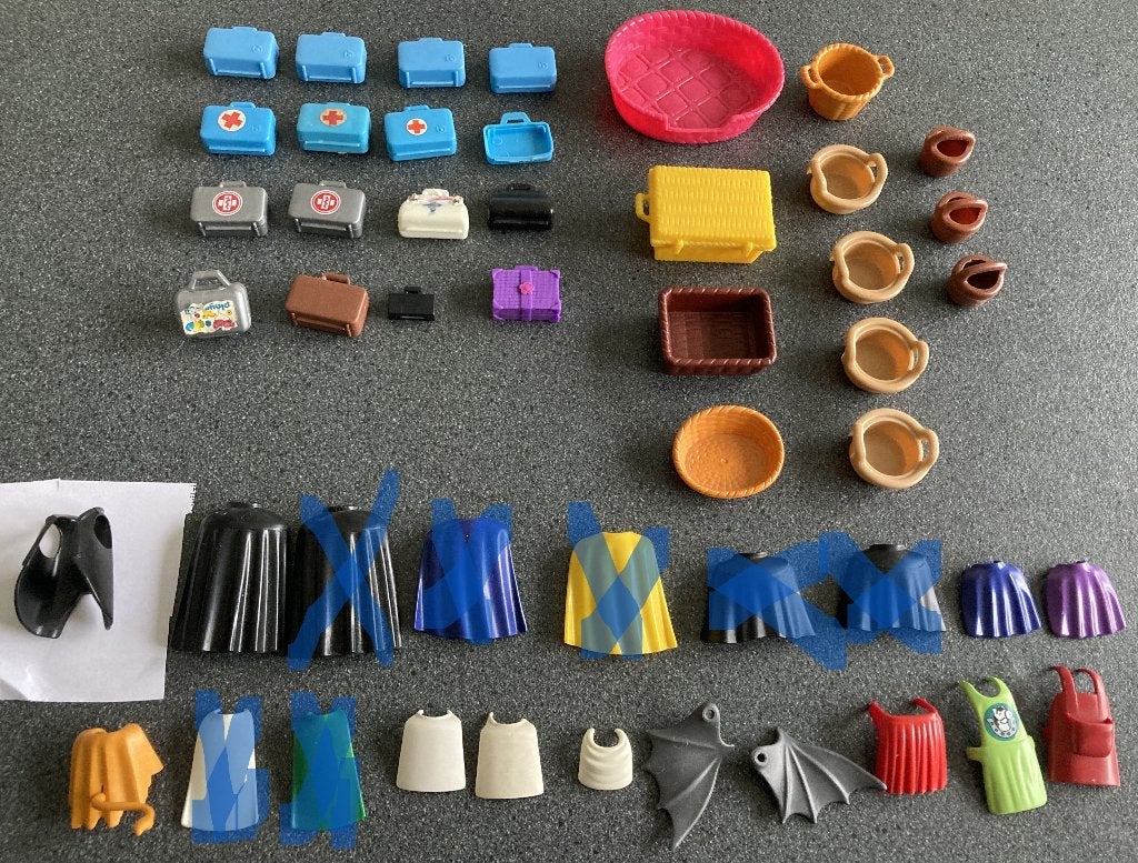 Playmobil koffer mand cape vleugels schort hutkoffer etc, Ophalen of Verzenden, Zo goed als nieuw, Losse onderdelen