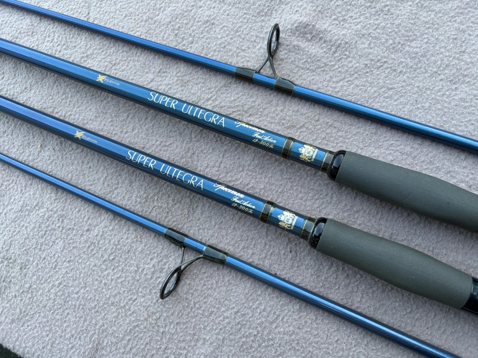 2 x Shimano super ultegra specimen 12ft 3lbs hengels, Watersport en Boten, Ophalen, Gebruikt, Werphengel