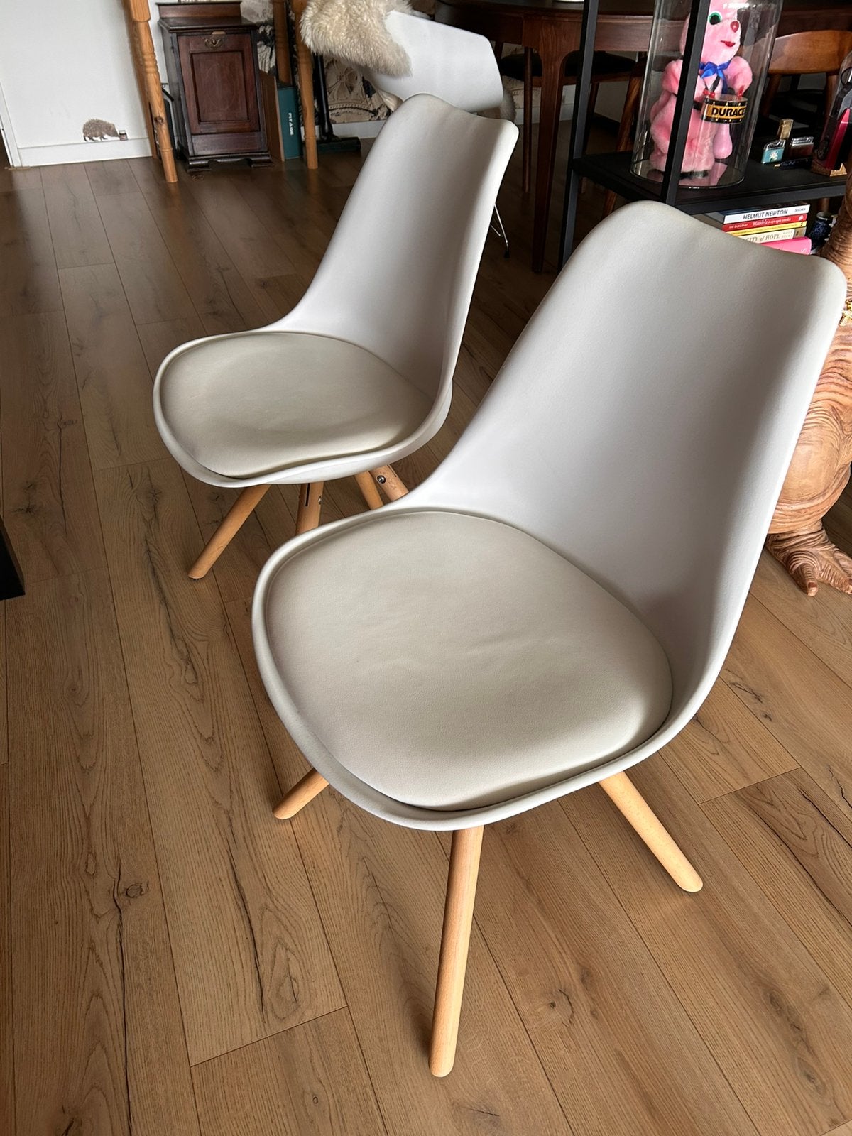 La Forma (Fonq) stoelen 2x, wit/hout in nette staat, Twee, Wit, Ophalen of Verzenden, Zo goed als nieuw
