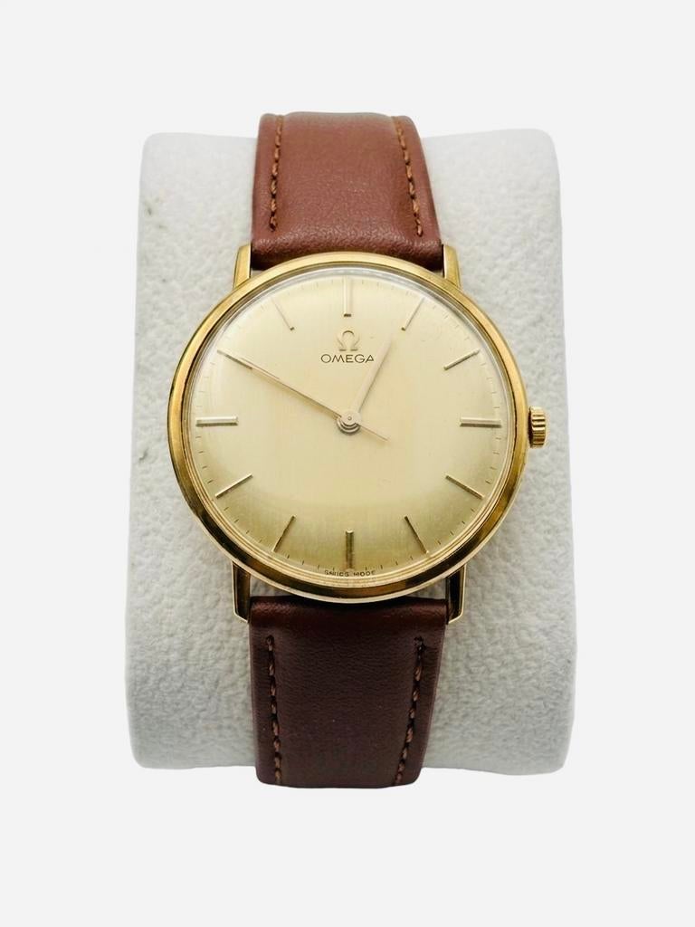 Tijdloze Elegantie: Vintage 18kt Massief Gouden Omega, Sieraden, Tassen en Uiterlijk, Horloges | Heren, Polshorloge, Ophalen of Verzenden