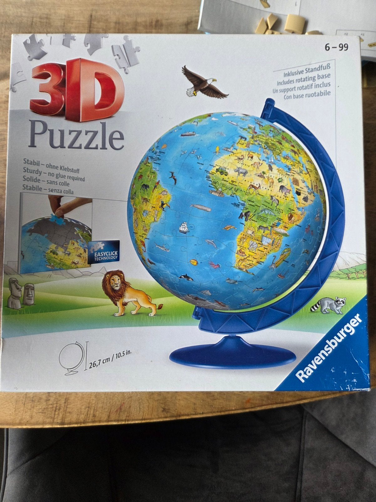 Ravensburger 3D Puzzel Wereldbol met Dieren 6-99 jaar, Ophalen of Verzenden, Meer dan 50 stukjes, Zo goed als nieuw, 6 jaar of ouder