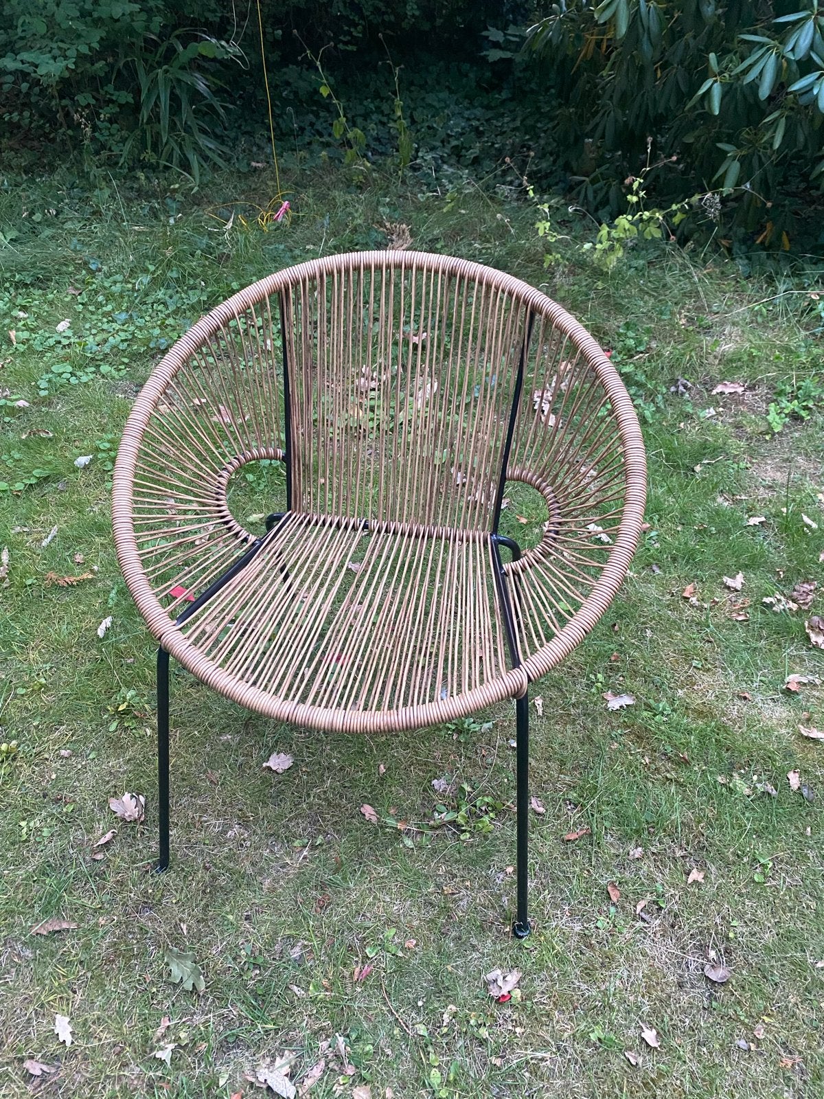 Rotan stoel met metalen frame (voor binnen), Ophalen, Gebruikt, Bruin, Metaal