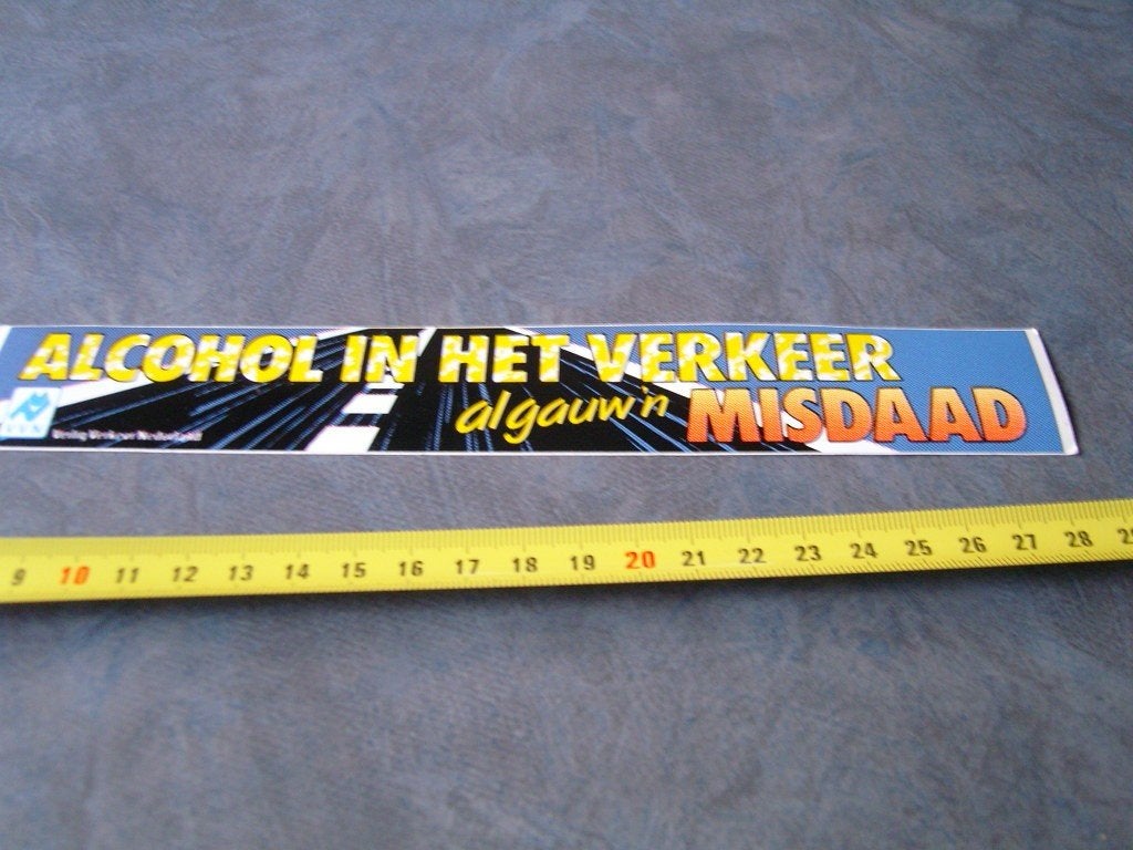 sticker VVN Alcohol in het verkeer al gauw 'n misdaad *, Ophalen of Verzenden, Zo goed als nieuw