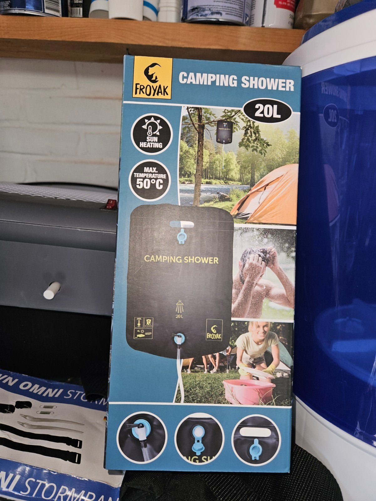 Froyak Camping Douche 20L - Zonverwarmd tot 50C, Ophalen of Verzenden, Nieuw