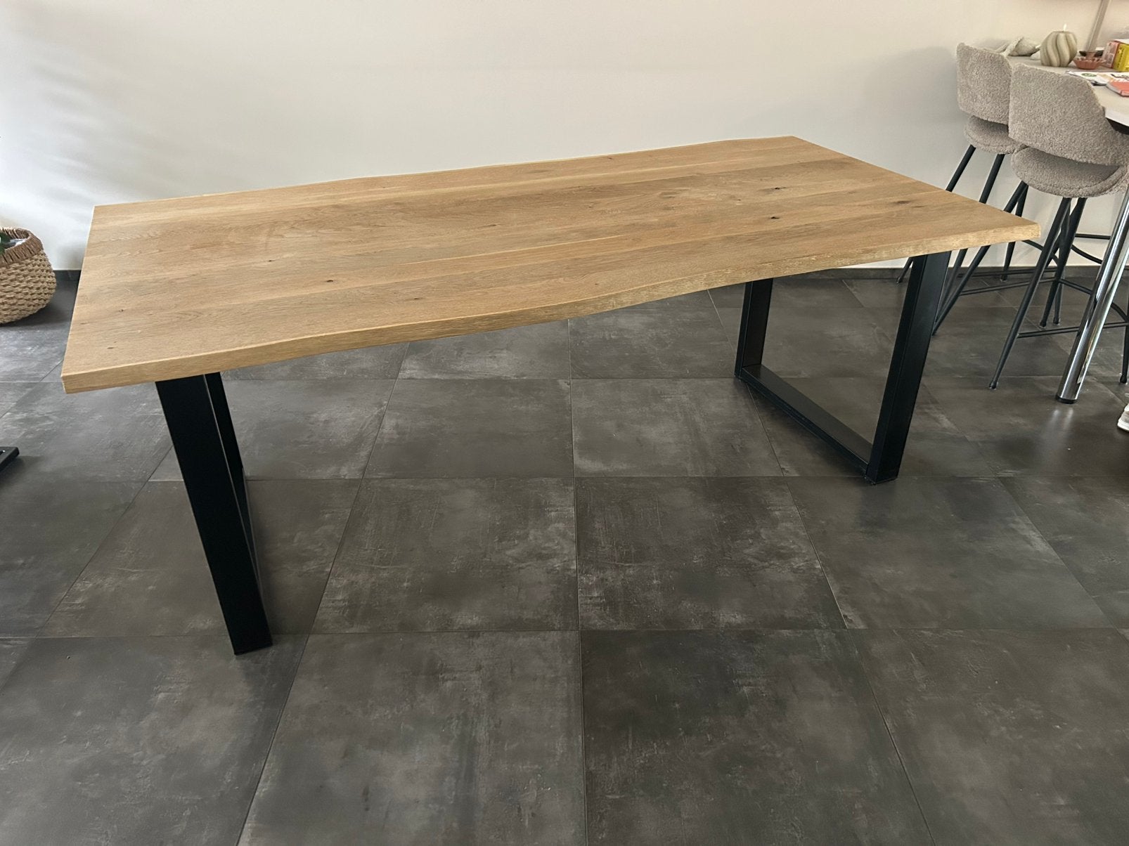 WOOOD boomstamtafel Tablo eiken met U-poot - Karwei, Ophalen, Eikenhout, 50 tot 100 cm, Zo goed als nieuw
