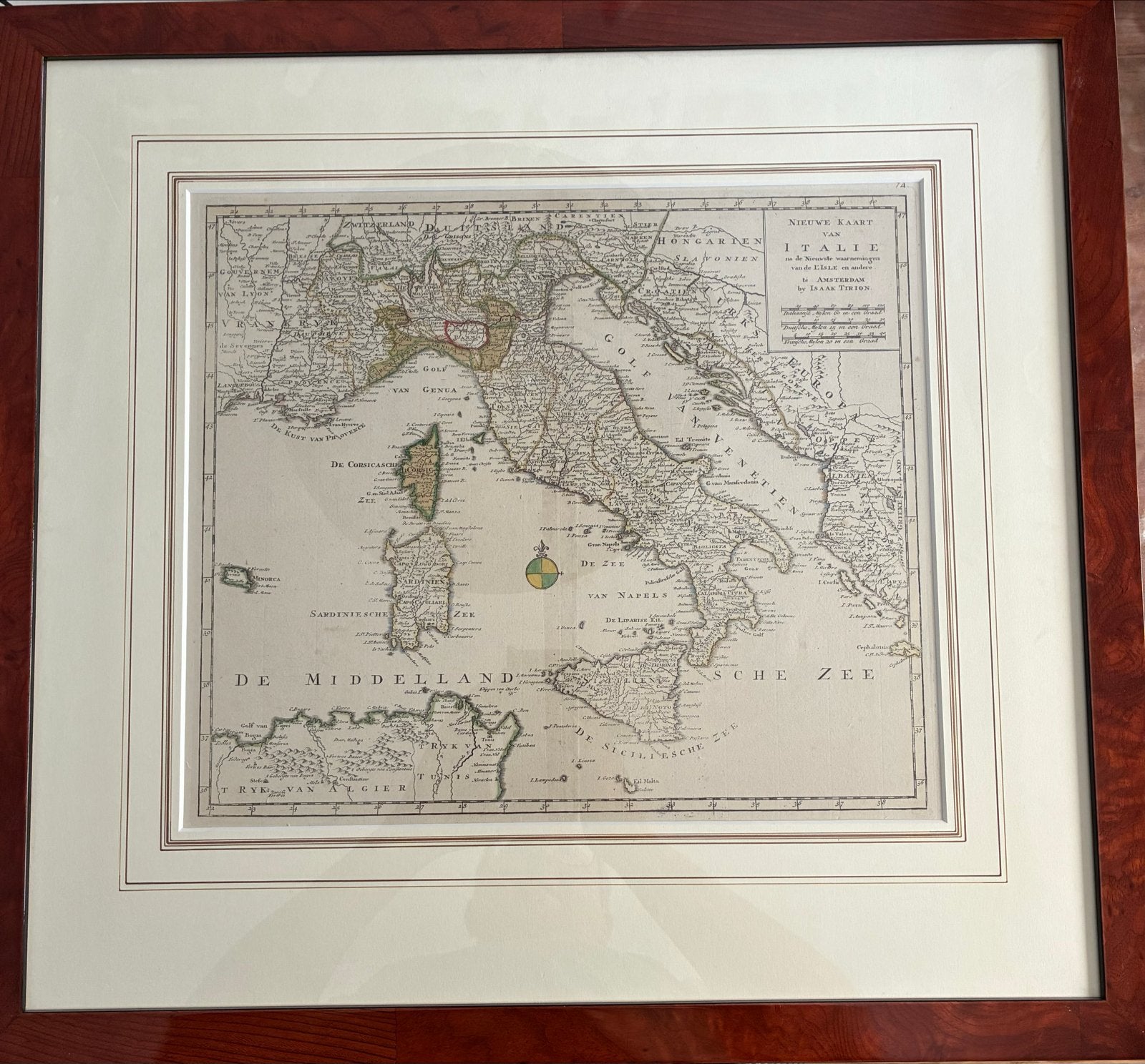 Antieke kaart Italië door Isaak Tirion, ca. 1750, Voor 1800, Italië, Ophalen of Verzenden, Landkaart