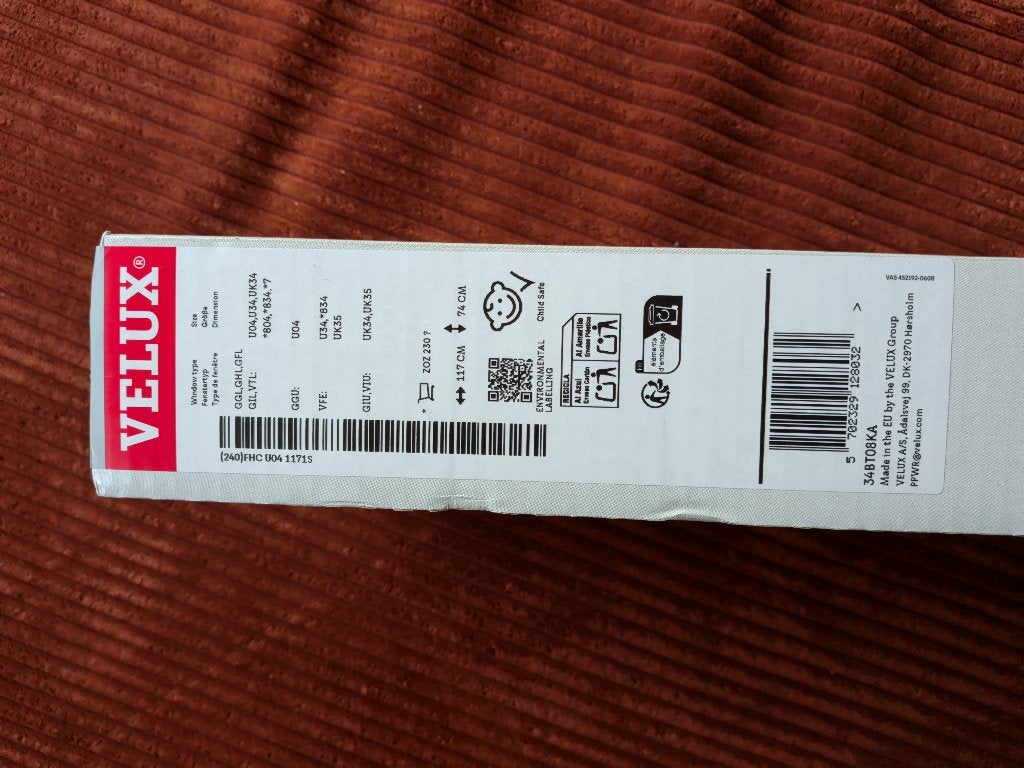 Velux dubbele plisse gordijn in doos Dark Sand, Huis en Inrichting, Ophalen, Nieuw, Gordijn
