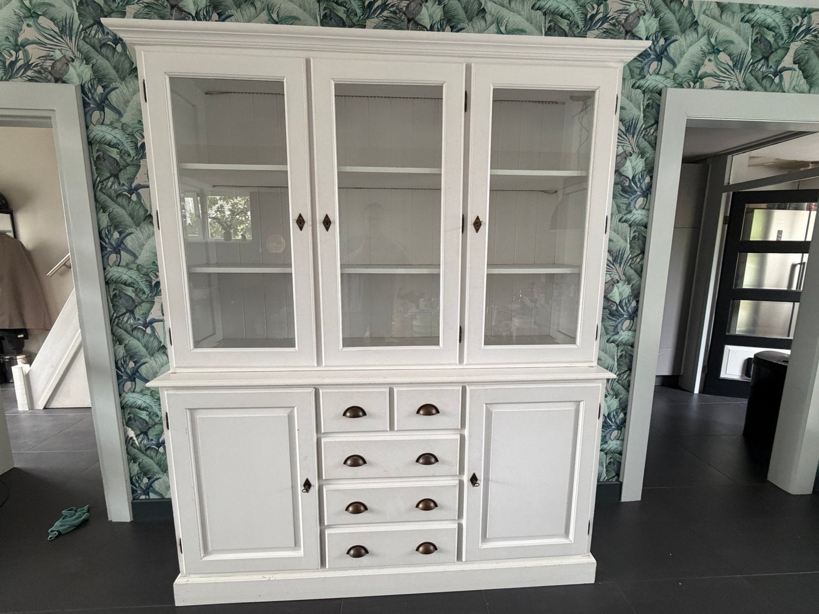 Witte buffetkast, Huis en Inrichting, Ophalen, Gebruikt, Met deur(en), 200 cm of meer