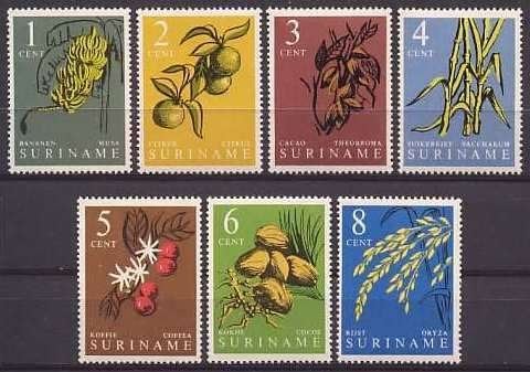 Suriname NVPH nr 354/60 postfris Vruchten 1961, Ophalen of Verzenden, Postfris