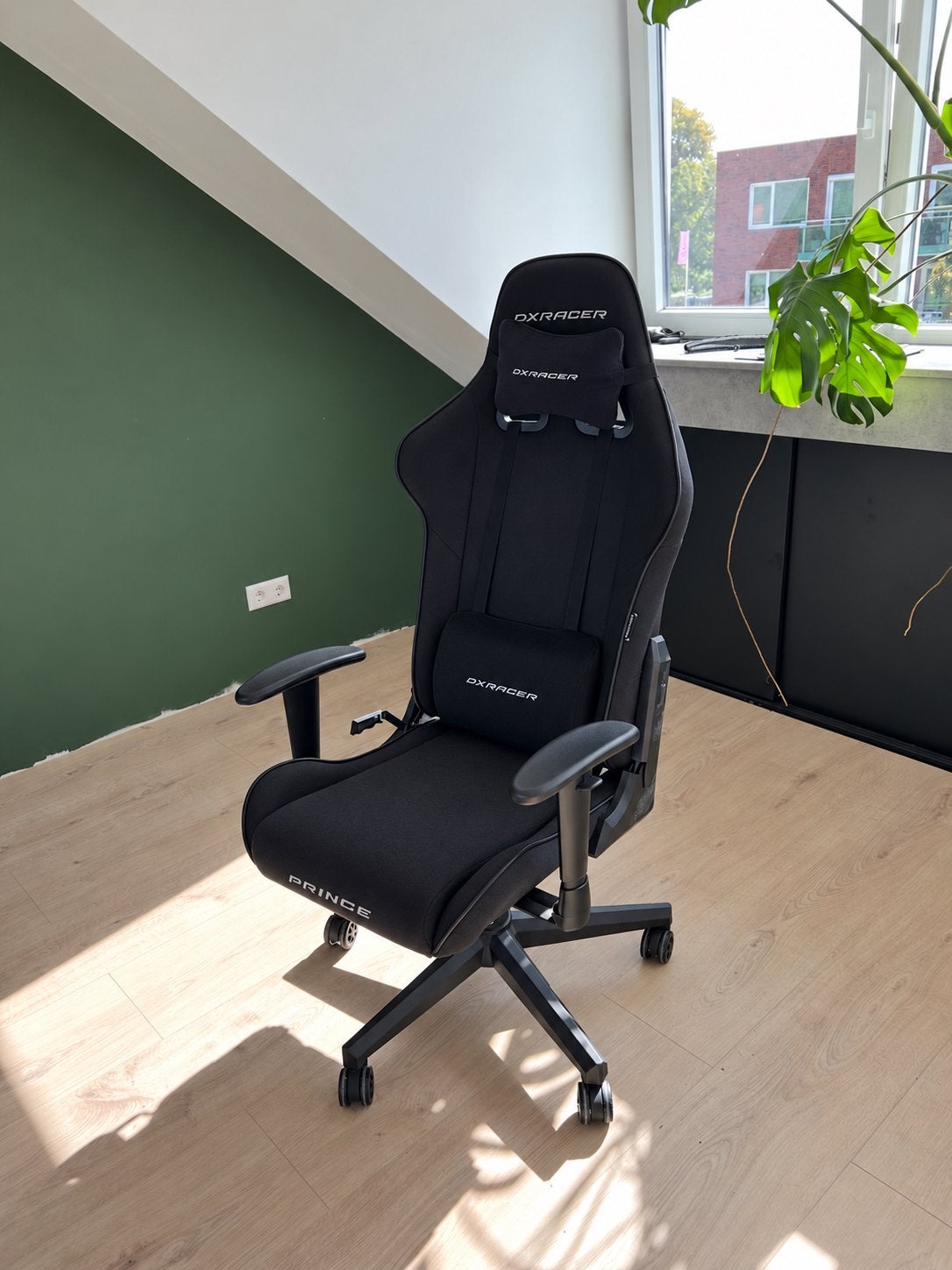 DXRacer PRINCE L Black fabric bureaustoel / gamestoel, Huis en Inrichting, Ophalen, Zo goed als nieuw, Zwart