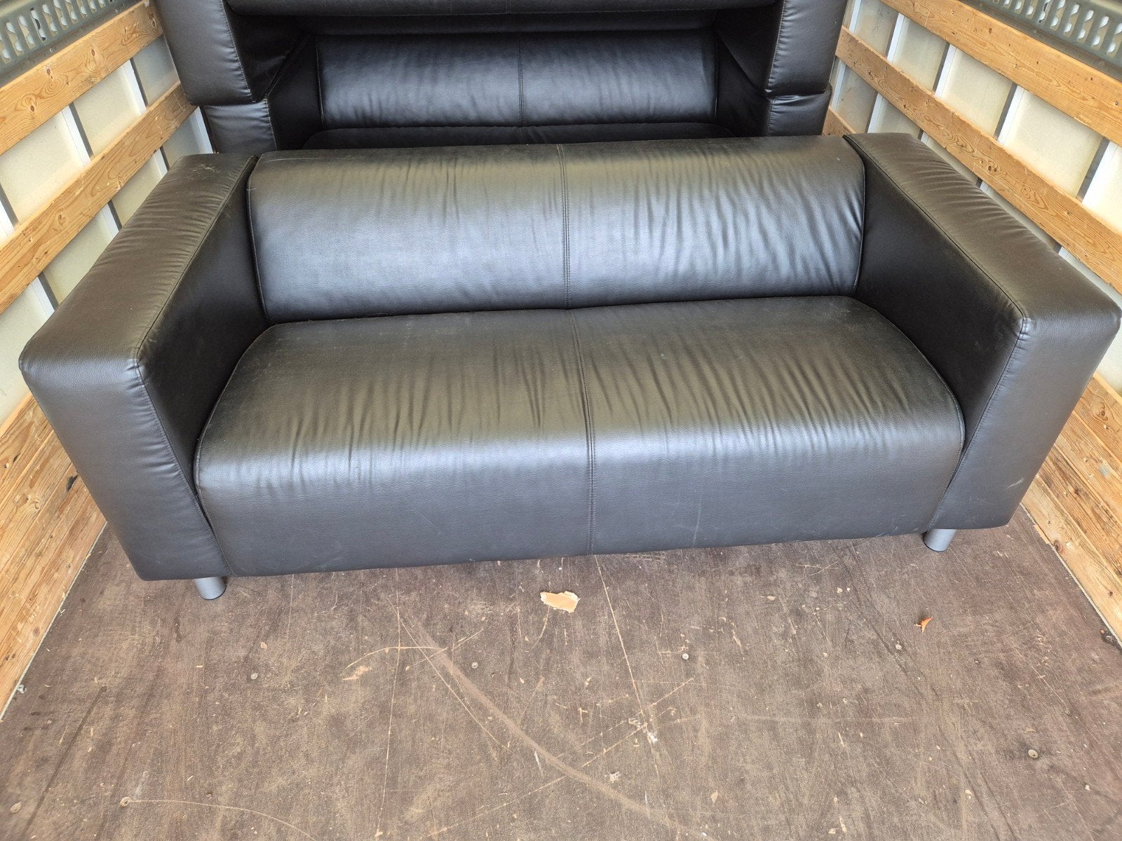 IKEA Klippan 2-zitsbank zwart leer, Ophalen, Gebruikt, 150 tot 200 cm, Tweepersoons