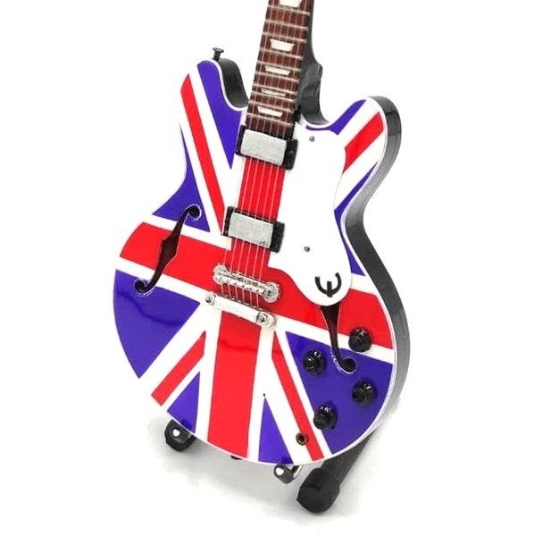 Noel Gallagher Oasis vlag miniatuur gitaar 25cm mini guitar, Info@deconoord.nl, Deco Noord, Nieuw, Ophalen of Verzenden