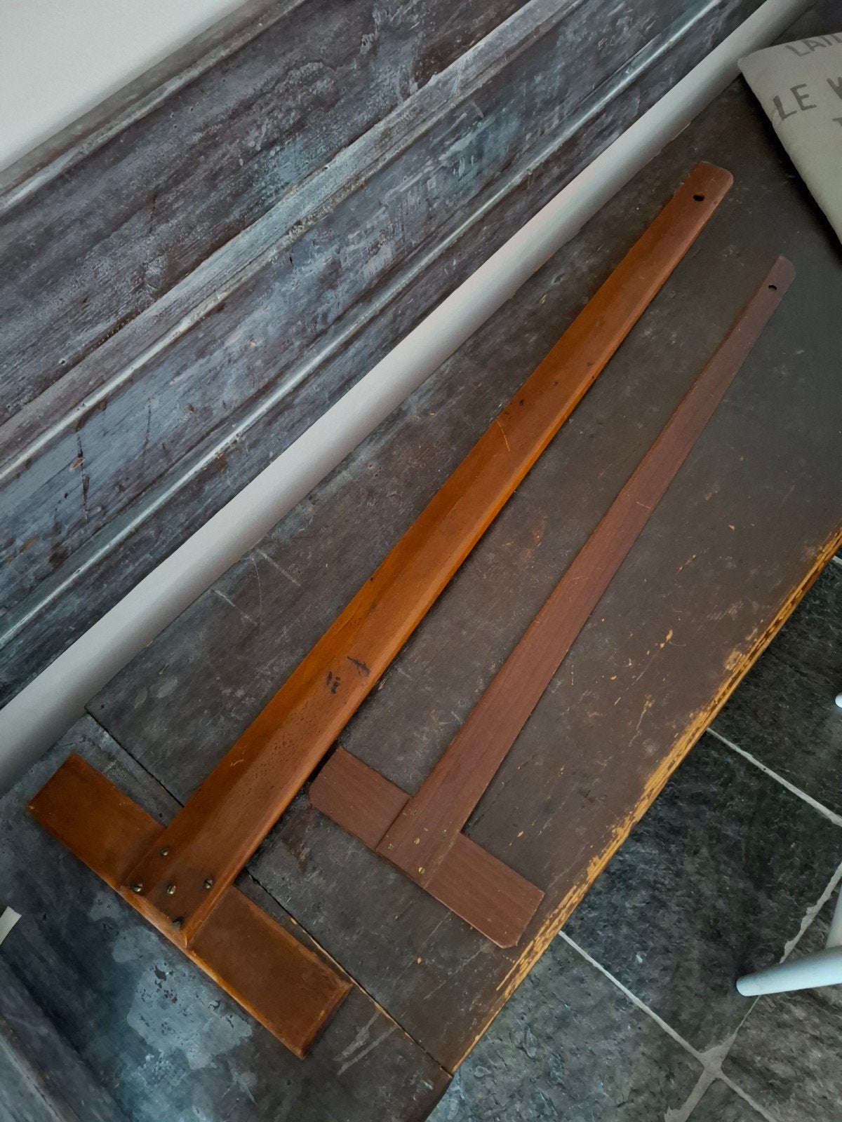 Vintage Houten T-Linialen - Architectuur Tekengereedschap, Ophalen of Verzenden